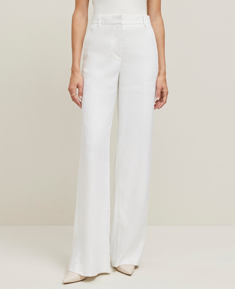 The Petite Wide-Leg Pant in Herringbone Linen Blend — Curvy Fit
