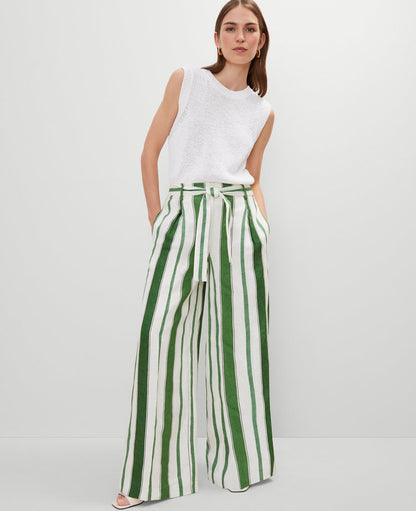 The Petite Tie Waist Wide-Leg Pant in Linen