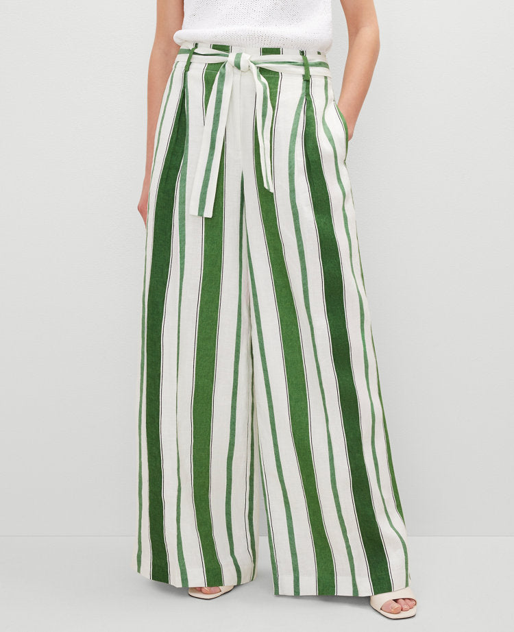 The Petite Tie Waist Wide-Leg Pant in Linen
