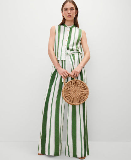 The Petite Tie Waist Wide-Leg Pant in Linen