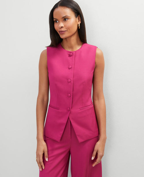 The Petite Long Crew Neck Vest