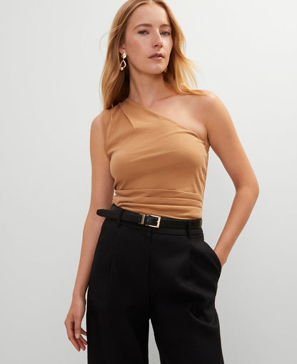 Petite Ruched One Shoulder Top