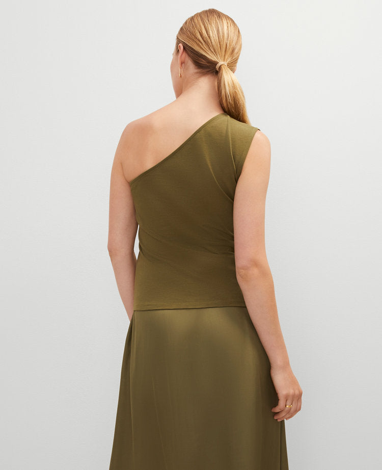 Petite Ruched One Shoulder Top