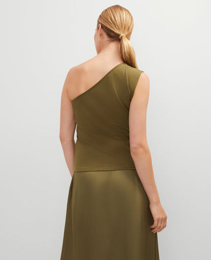 Petite Ruched One Shoulder Top
