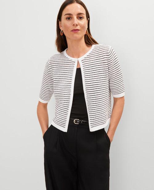 Petite Metallic Striped Cardigan