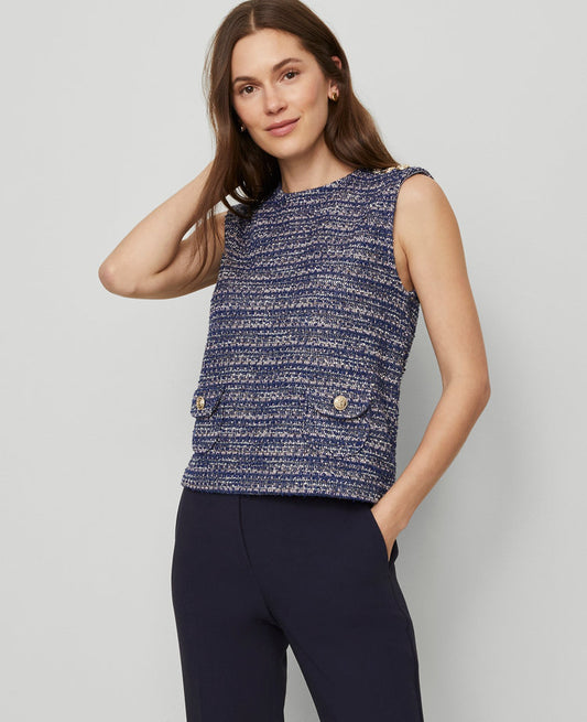 Petite Tweed Patch Pocket Top