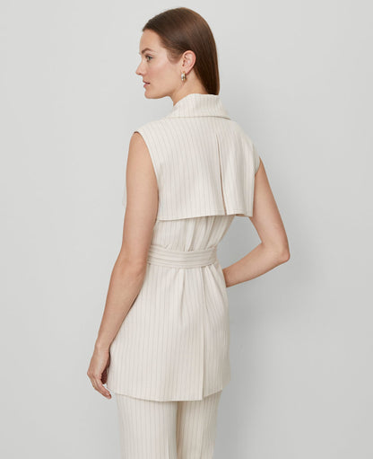 Petite Striped Trench Vest