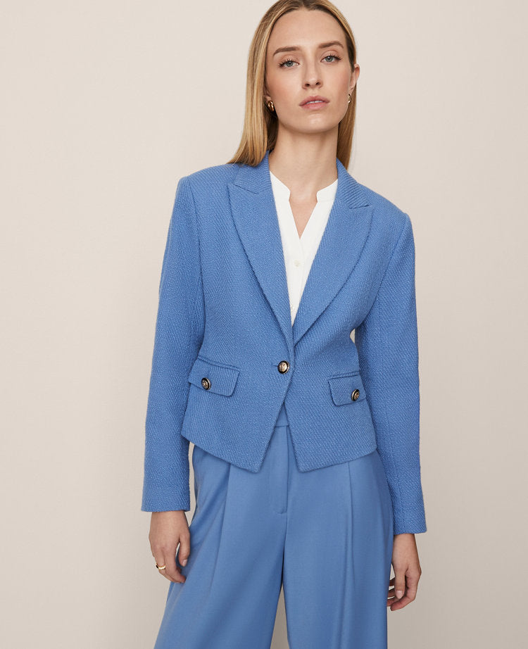 The Petite Cutaway Blazer in Tweed