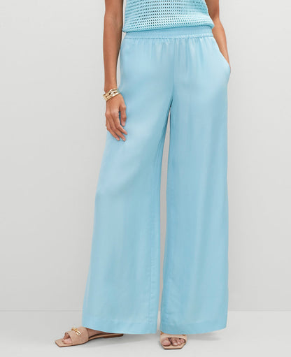 The Petite Pull-On Wide-Leg Pant in Satin