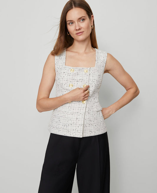 Petite Tweed Square Neck Vest