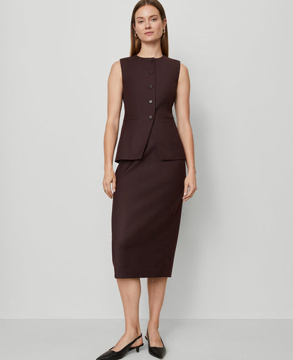 Petite Twill Column Midi Skirt