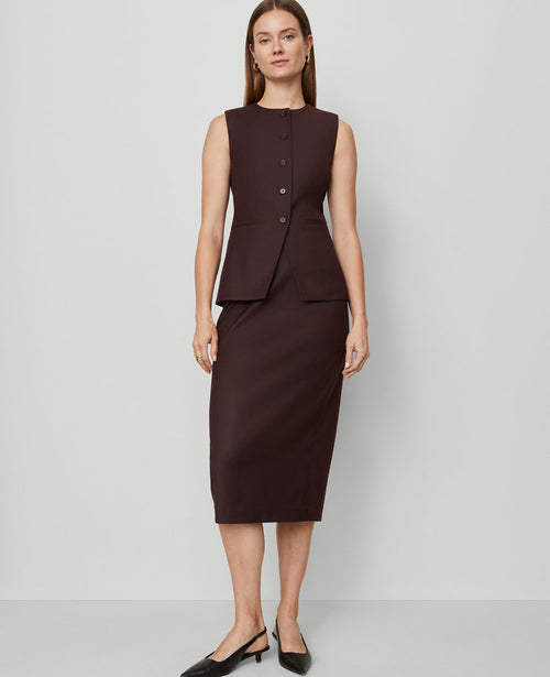Petite Twill Column Midi Skirt