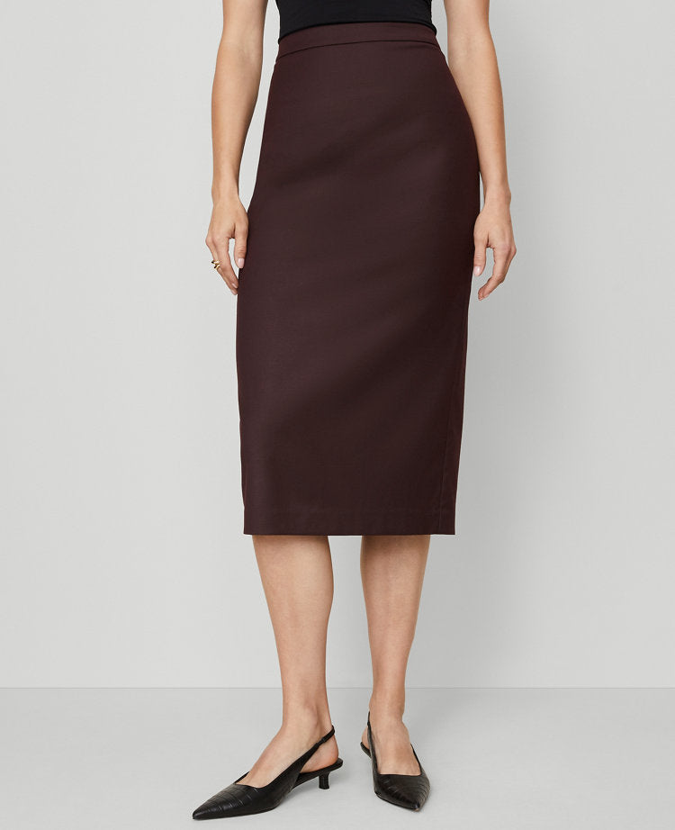 Petite Twill Column Midi Skirt