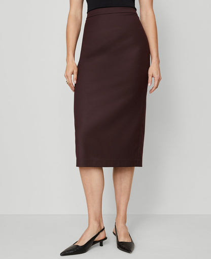 Petite Twill Column Midi Skirt