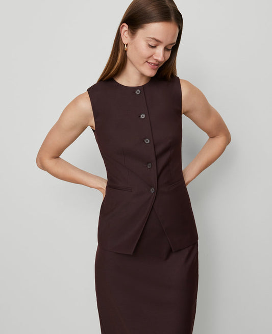 The Petite Long Crew Neck Vest
