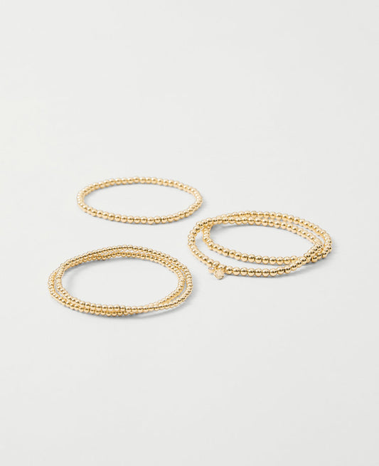 Metal Beaded Stretch Bracelet Set