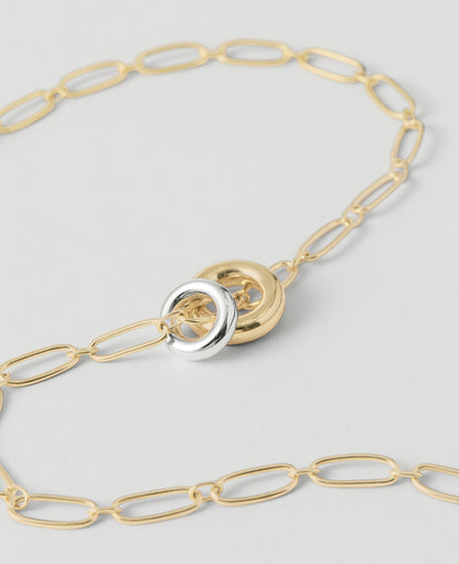 Mixed Metal Double Ring Necklace
