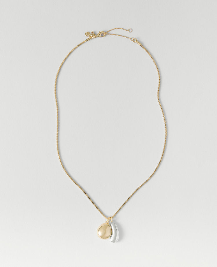 Mixed Metal Double Pendant Necklace
