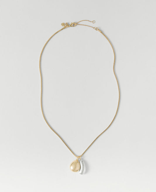 Mixed Metal Double Pendant Necklace
