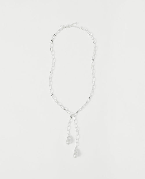 Double Pearl Lariat Necklace