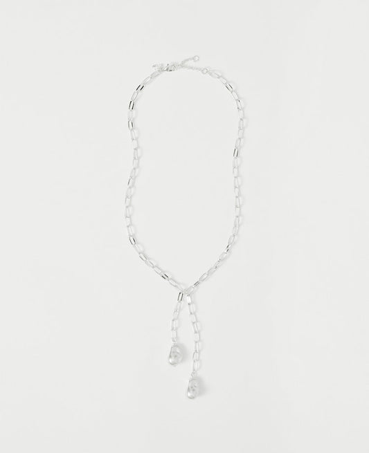 Double Pearl Lariat Necklace