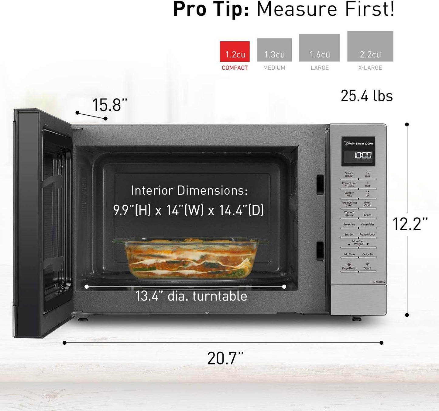 Panasonic Microwave Oven NN-SN686S Stainless Steel Countertop/Built-In with Inverter Technology and Genius Sensor, 1.2 Cubic Foot, 1200W