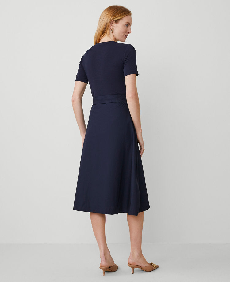 Mixed Media Flare Midi Dress