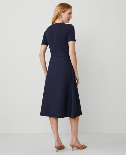 Mixed Media Flare Midi Dress