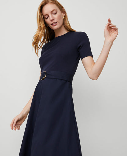 Mixed Media Flare Midi Dress