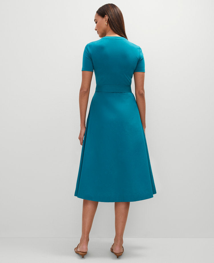 Mixed Media Flare Midi Dress