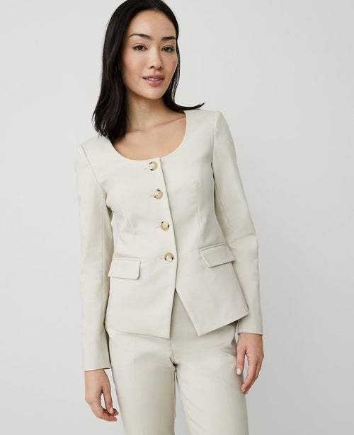 The Petite U-Neck Jacket in Stretch Cotton