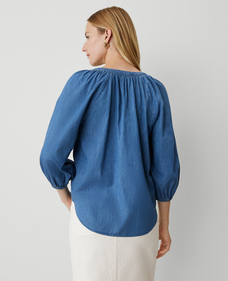 Weekend Collection Chambray Raglan Popover