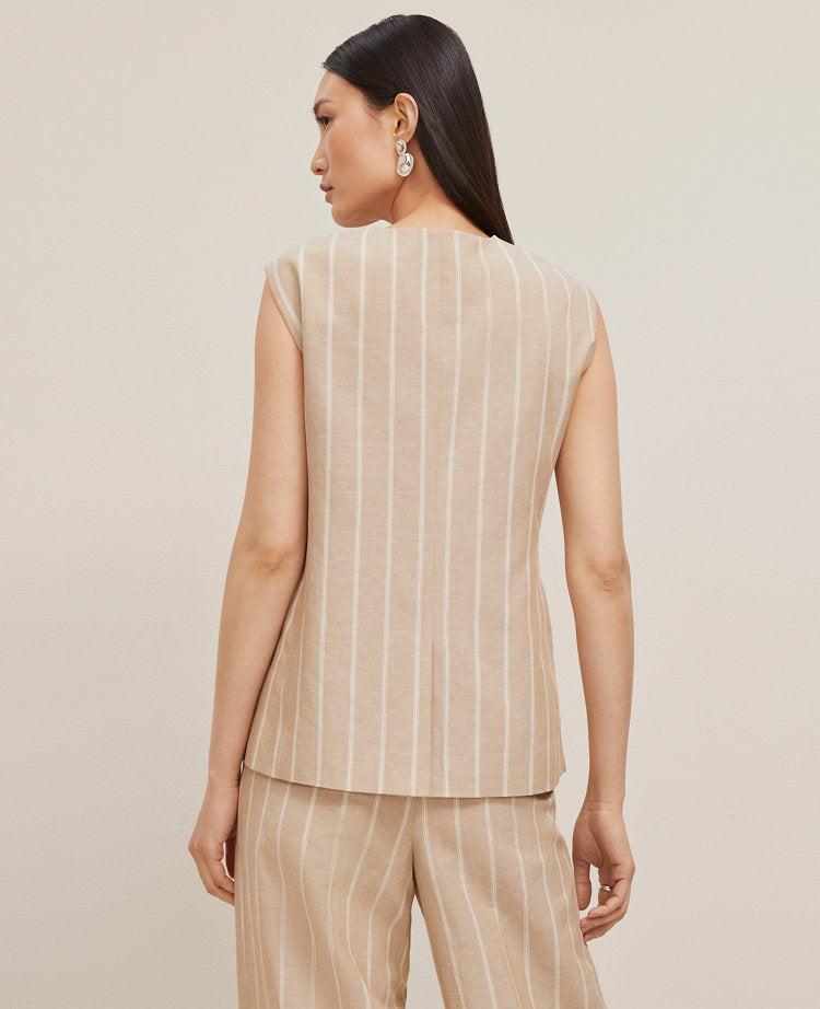 The Tucked Waist Vest in Pinstripe