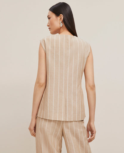 The Tucked Waist Vest in Pinstripe
