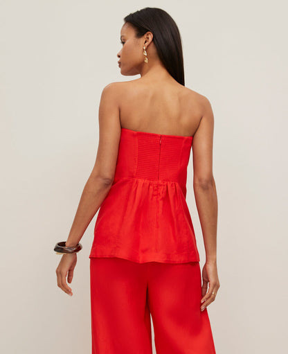 Strapless Linen Blend Tunic Top