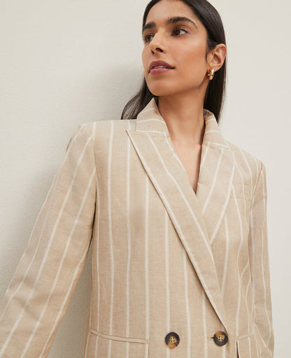The Petite Double Breasted Blazer in Pinstripe