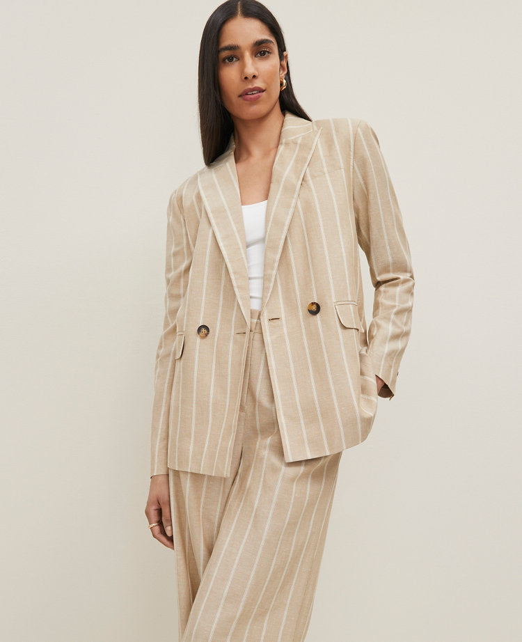 The Petite Double Breasted Blazer in Pinstripe