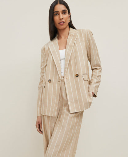 The Petite Double Breasted Blazer in Pinstripe