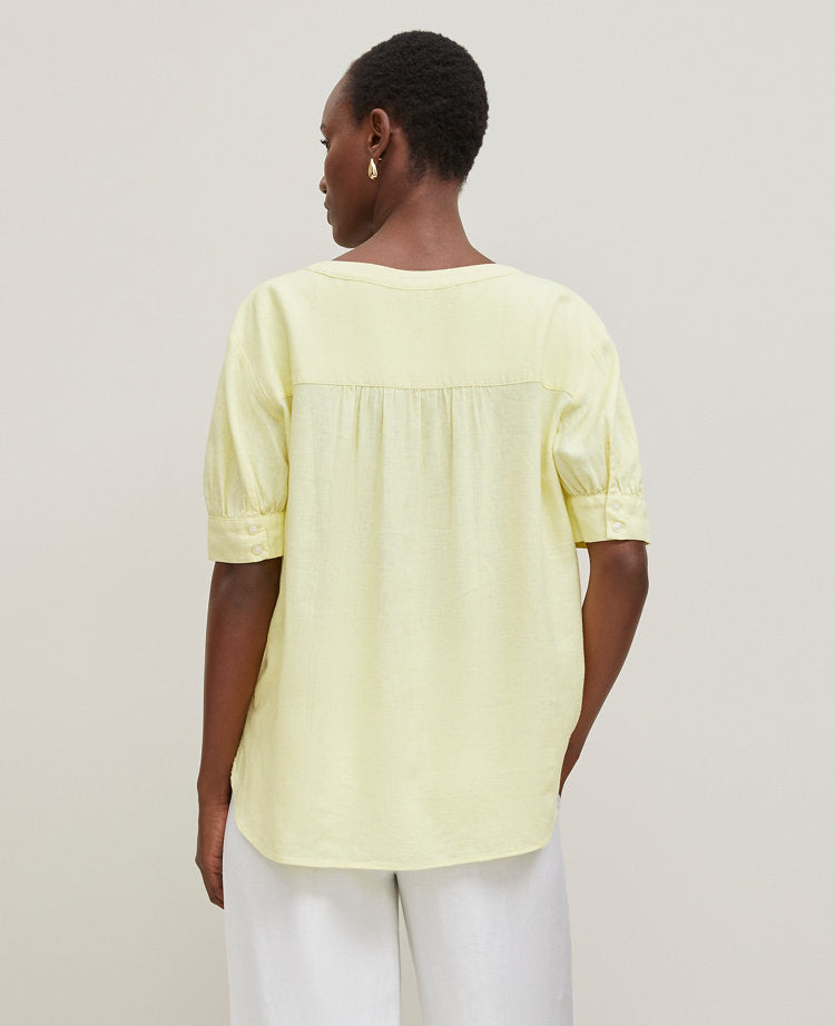 Petite Half Sleeve Linen Blend Popover