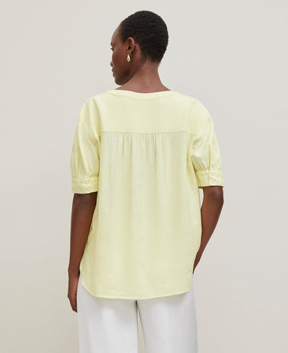 Petite Half Sleeve Linen Blend Popover