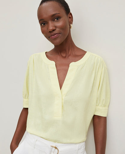 Petite Half Sleeve Linen Blend Popover