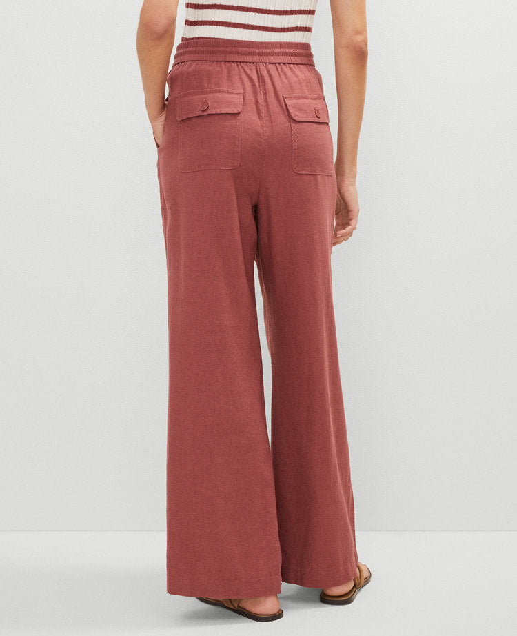 Weekend Collection Pull-On Wide-Leg Pant in Linen Blend