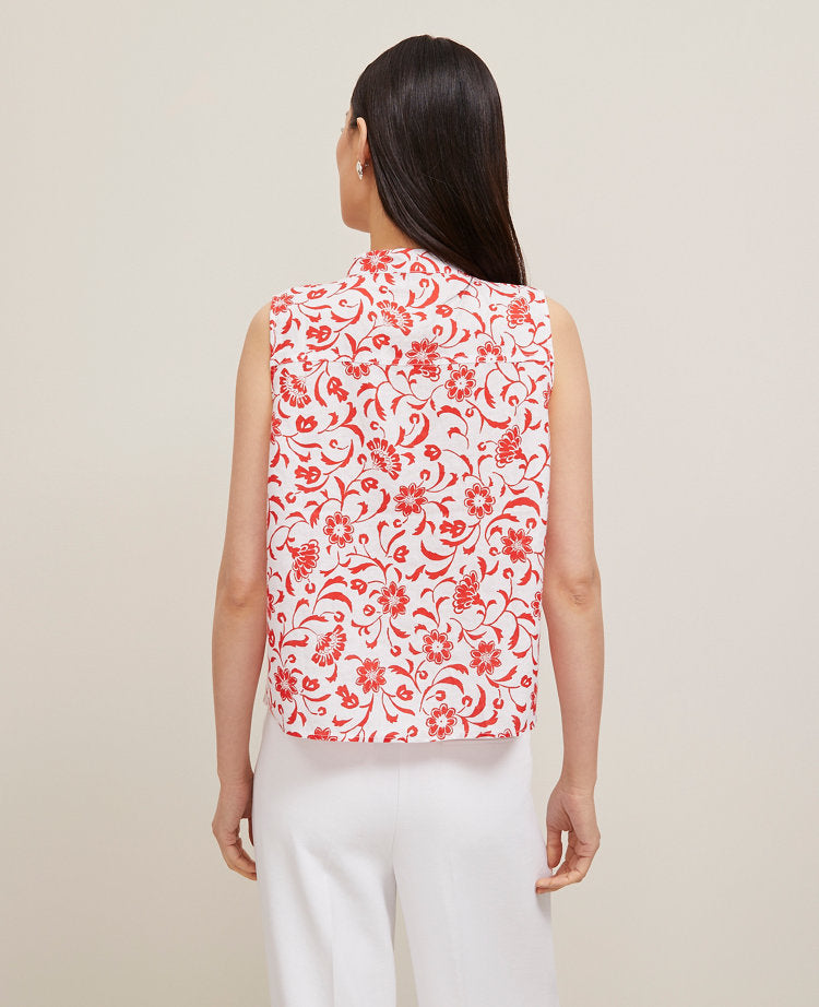 Floral Linen Sleeveless Shirt