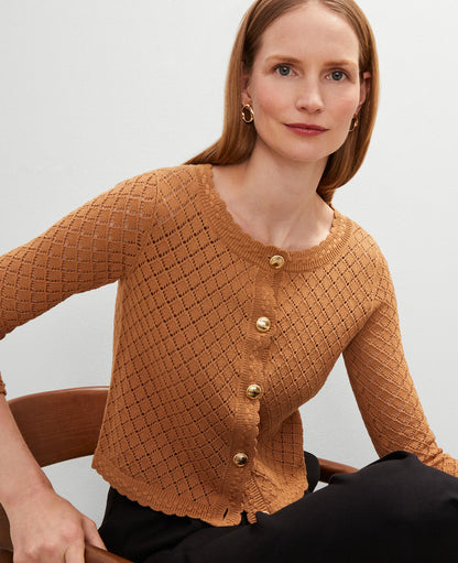 Petite Scalloped Ballet Neck Cardigan