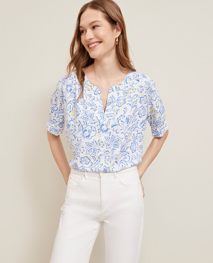 Paisley Floral Half Sleeve Popover