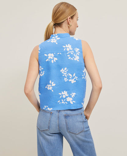 Floral Linen Sleeveless Shirt