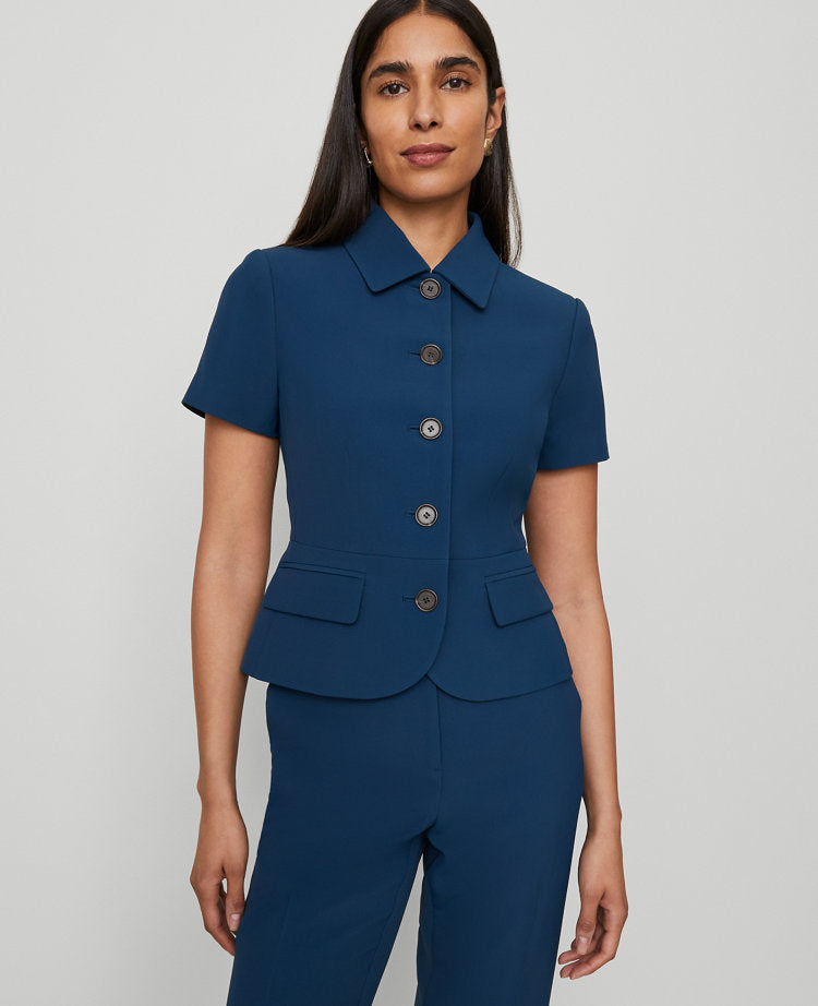 The Collared Jacket in Fluid Crepe