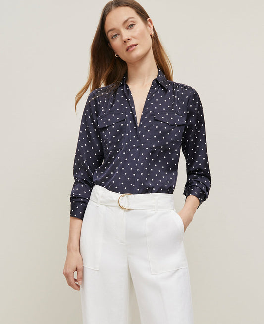Petite Dotted Camp Shirt