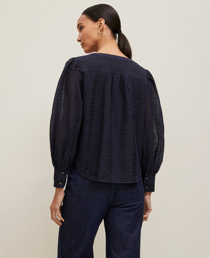 Petite Embroidered V-Neck Popover