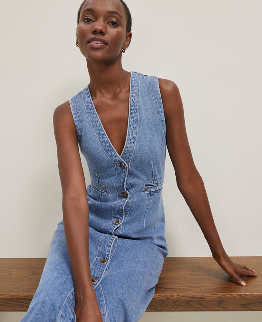 Petite Denim V-Neck Shirtdress